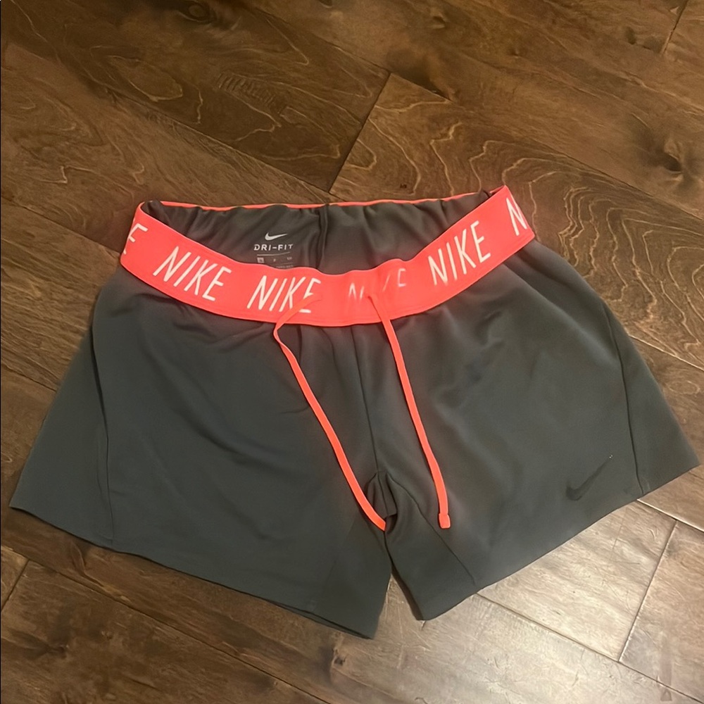 Nike Charcoal and Neon Red Dri-FIT Shorts